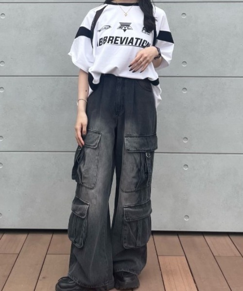 RAY CASSIN(レイカズン)の「メッシュ切替ゲームTシャツ(Tシャツ/カットソー・レディース・ブラック/サックスブルー/ホワイト/ライトグレー・FREE)」の5枚目の写真