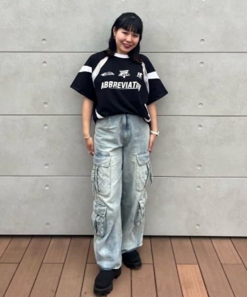 RAY CASSIN(レイカズン)の「メッシュ切替ゲームTシャツ(Tシャツ/カットソー・レディース・ブラック/サックスブルー/ホワイト/ライトグレー・FREE)」の8枚目の写真