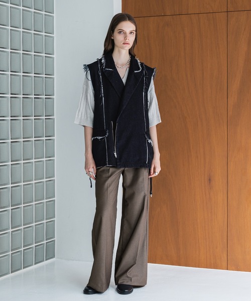 selle glant（セレグランテ）の「FRINGE DENIM DOUBLE GILET VEST/フリンジデニムダブルジレベスト（ベスト・メンズ・ブラック/インディゴブルー/サックスブルー・SMALL/MEDIUM/LARGE）」の19枚目の写真