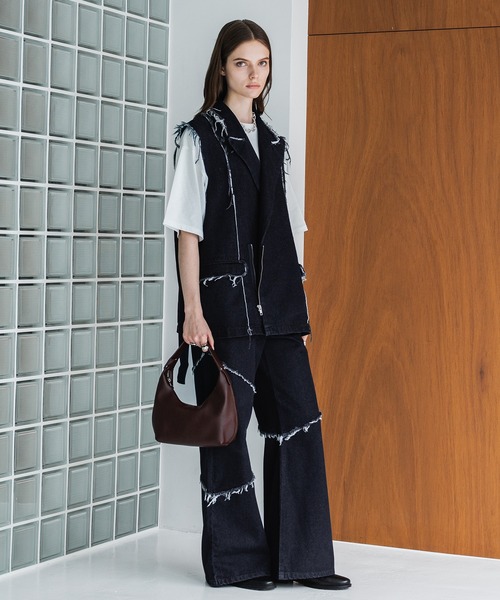 selle glant（セレグランテ）の「FRINGE DENIM DOUBLE GILET VEST/フリンジデニムダブルジレベスト（ベスト・メンズ・ブラック/インディゴブルー/サックスブルー・SMALL/MEDIUM/LARGE）」の21枚目の写真