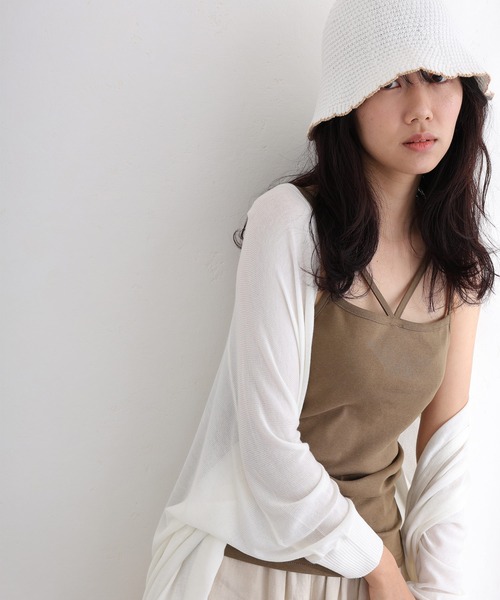 ElegChic(エレグシック)の「フライスフロント紐キャミソール(キャミソール・レディース・カーキ/オフホワイト/ブラック/チャコールグレー/杢グレー/グレイッシュベージュ・3L/4L/M/L/XL)」の6枚目の写真
