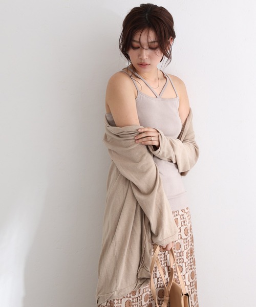 フライスフロント紐キャミソール（キャミソール）｜ElegChic