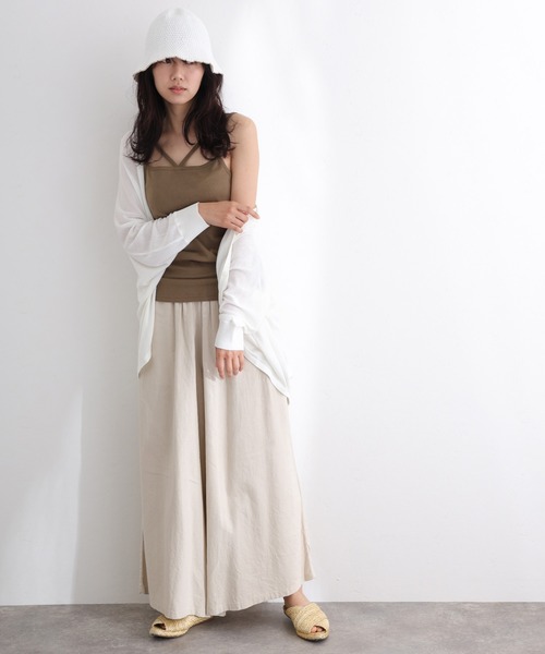 ElegChic(エレグシック)の「フライスフロント紐キャミソール(キャミソール・レディース・カーキ/オフホワイト/ブラック/チャコールグレー/杢グレー/グレイッシュベージュ・3L/4L/M/L/XL)」の15枚目の写真