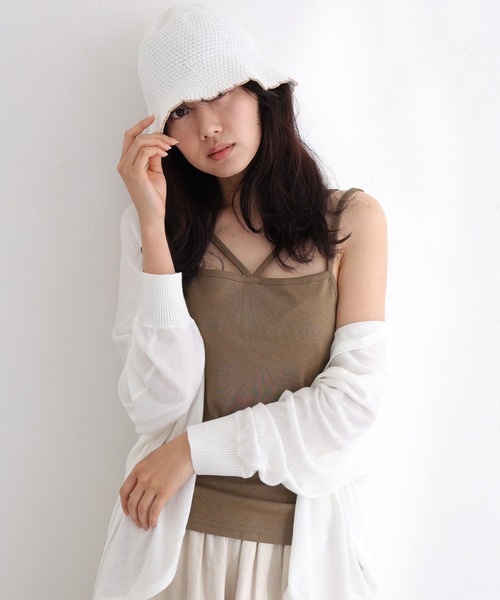 ElegChic(エレグシック)の「フライスフロント紐キャミソール(キャミソール・レディース・カーキ/オフホワイト/ブラック/チャコールグレー/杢グレー/グレイッシュベージュ・3L/4L/M/L/XL)」の16枚目の写真