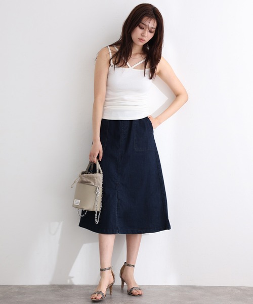 ElegChic(エレグシック)の「フライスフロント紐キャミソール(キャミソール・レディース・カーキ/オフホワイト/ブラック/チャコールグレー/杢グレー/グレイッシュベージュ・3L/4L/M/L/XL)」の19枚目の写真