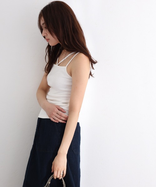 ElegChic(エレグシック)の「フライスフロント紐キャミソール(キャミソール・レディース・カーキ/オフホワイト/ブラック/チャコールグレー/杢グレー/グレイッシュベージュ・3L/4L/M/L/XL)」の20枚目の写真
