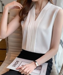 新品未使用　BLAMINK Ｖネックノースリーブブラウス Vネック2WAYノースリーブブラウス＜大きいサイズ有＞シック