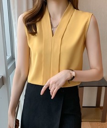 BLAMINK Ｖネックノースリーブブラウス Vネック」に該当するレディースのシャツ/ブラウス（袖なし