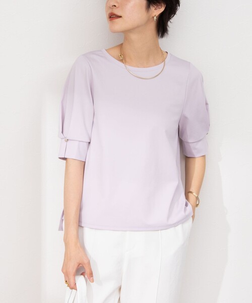 NOLLEY’S Sophi（ノーリーズソフィ）の「タックスリーブプルオーバーカットソー（Tシャツ/カットソー・レディース・ベビーピンク/ブラック/オフホワイト・38）」の3枚目の写真