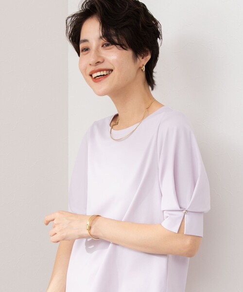 M-PREMIER タックスリーブカットソー NAVY/38 キーネックタックスリーブトップス(カットソー・Tシャツ