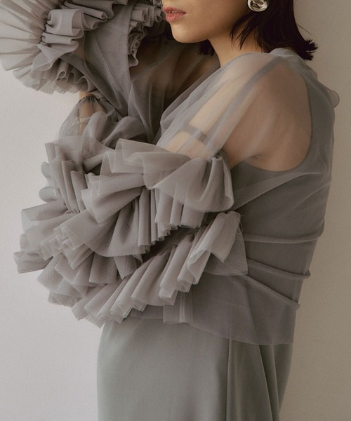 LE'RURE(リルアー)の「Volume tulle set dress(ドレス・レディース・グレー/ブラック・MEDIUM/SMALL)」の4枚目の写真