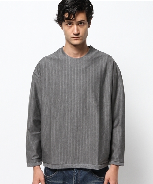 Lui's（ルイス）の「Lui's(ルイス) カットストライププルオーバーカットソー（Tシャツ/カットソー・メンズ・グレー/ネイビー・MEDIUM/SMALL）」の3枚目の写真