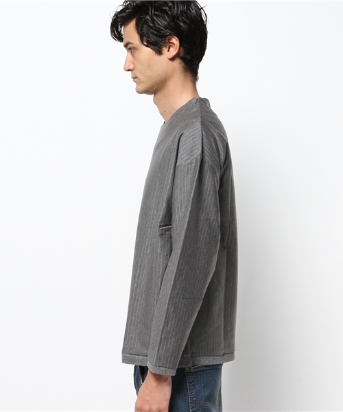 Lui's（ルイス）の「Lui's(ルイス) カットストライププルオーバーカットソー（Tシャツ/カットソー・メンズ・グレー/ネイビー・MEDIUM/SMALL）」の4枚目の写真