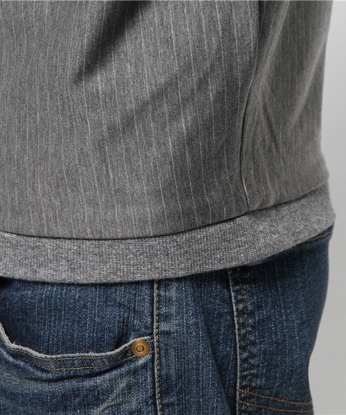 Lui's（ルイス）の「Lui's(ルイス) カットストライププルオーバーカットソー（Tシャツ/カットソー・メンズ・グレー/ネイビー・MEDIUM/SMALL）」の8枚目の写真