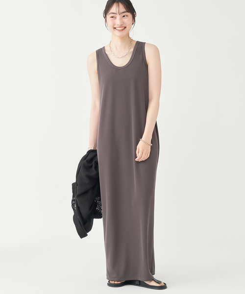 plage（プラージュ）の「《追加》リブタンクワンピース（ワンピース・レディース・ブラック/チャコールグレー/アイボリー・36/38）」の3枚目の写真