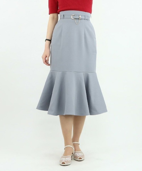 an another angelus(アンアナザーアンジェラス)の「ゴールドバックルベルト付きマーメイドスカート/ananotherangelus(スカート・レディース・グレー/ブラック×ホワイト・FREE)」の13枚目の写真