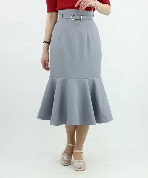 an another angelus(アンアナザーアンジェラス)の「ゴールドバックルベルト付きマーメイドスカート/ananotherangelus(スカート・レディース・グレー/ブラック×ホワイト・FREE)」の9枚目の写真