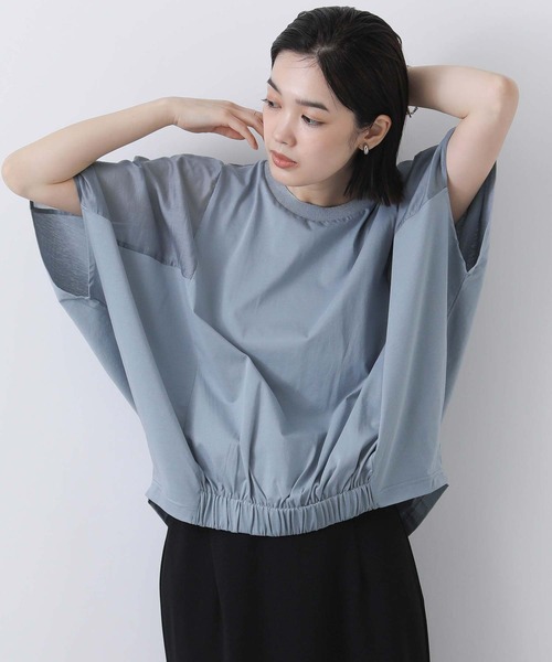 Gready Brilliant(グレディブリリアン)の「シアー切り替えドルマンカットソー(Tシャツ/カットソー・レディース・ブラック/ブルー・FREE)」の2枚目の写真