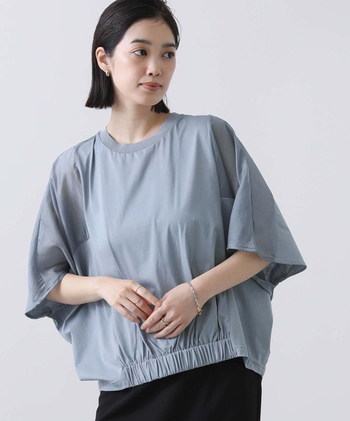 Gready Brilliant(グレディブリリアン)の「シアー切り替えドルマンカットソー(Tシャツ/カットソー・レディース・ブラック/ブルー・FREE)」の13枚目の写真
