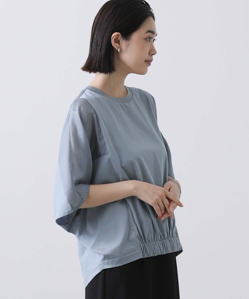 Gready Brilliant(グレディブリリアン)の「シアー切り替えドルマンカットソー(Tシャツ/カットソー・レディース・ブラック/ブルー・FREE)」の14枚目の写真