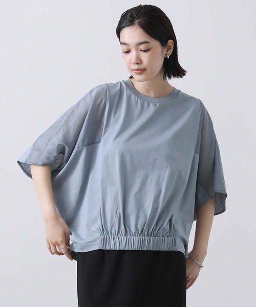 Gready Brilliant(グレディブリリアン)の「シアー切り替えドルマンカットソー(Tシャツ/カットソー・レディース・ブラック/ブルー・FREE)」の16枚目の写真