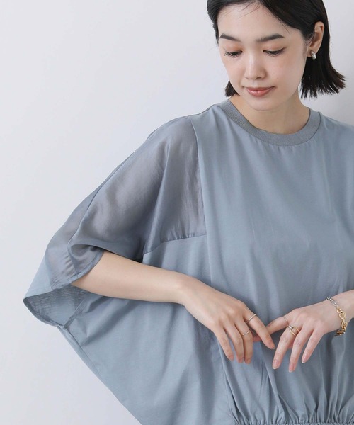Gready Brilliant(グレディブリリアン)の「シアー切り替えドルマンカットソー(Tシャツ/カットソー・レディース・ブラック/ブルー・FREE)」の5枚目の写真