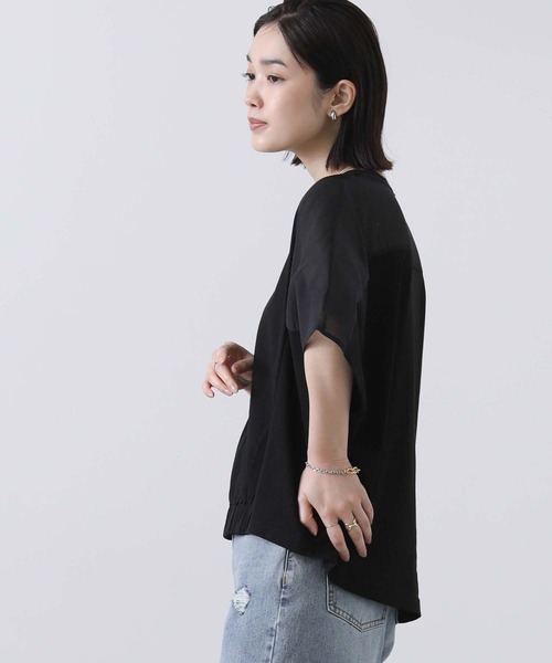 Gready Brilliant(グレディブリリアン)の「シアー切り替えドルマンカットソー(Tシャツ/カットソー・レディース・ブラック/ブルー・FREE)」の18枚目の写真