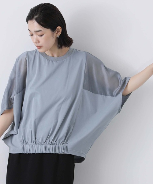 Gready Brilliant(グレディブリリアン)の「シアー切り替えドルマンカットソー(Tシャツ/カットソー・レディース・ブラック/ブルー・FREE)」の12枚目の写真
