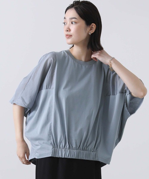 Gready Brilliant(グレディブリリアン)の「シアー切り替えドルマンカットソー(Tシャツ/カットソー・レディース・ブラック/ブルー・FREE)」の11枚目の写真