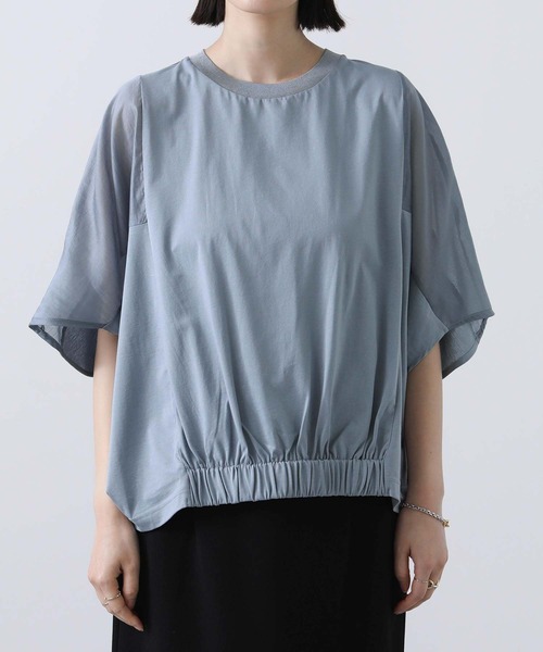 Gready Brilliant(グレディブリリアン)の「シアー切り替えドルマンカットソー(Tシャツ/カットソー・レディース・ブラック/ブルー・FREE)」の6枚目の写真