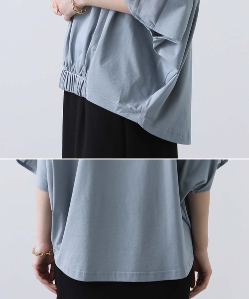Gready Brilliant(グレディブリリアン)の「シアー切り替えドルマンカットソー(Tシャツ/カットソー・レディース・ブラック/ブルー・FREE)」の9枚目の写真