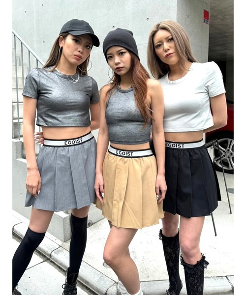 EGOIST（エゴイスト）の「ウエストロゴプリーツミニスカート（スカート・レディース・ベージュ/グレー/ブラック・FREE）」の5枚目の写真