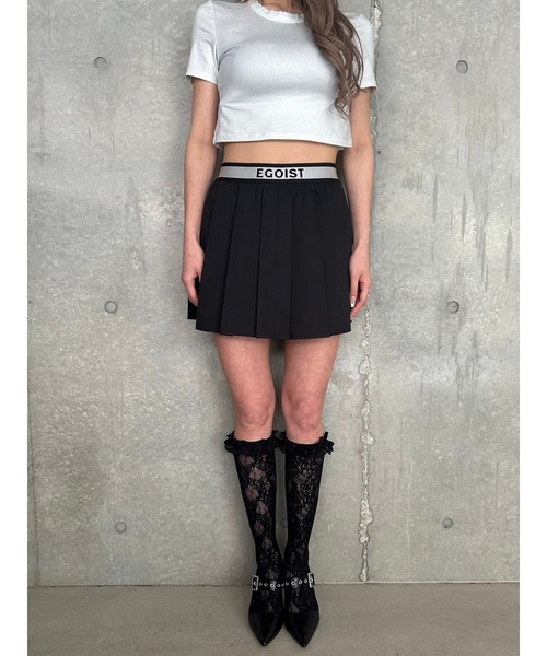EGOIST（エゴイスト）の「ウエストロゴプリーツミニスカート（スカート・レディース・ベージュ/グレー/ブラック・FREE）」の6枚目の写真