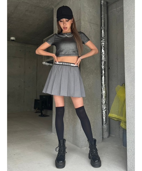 EGOIST（エゴイスト）の「ウエストロゴプリーツミニスカート（スカート・レディース・ベージュ/グレー/ブラック・FREE）」の16枚目の写真