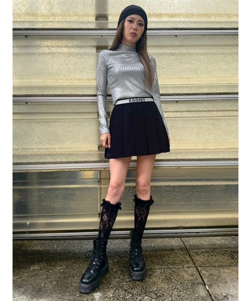 EGOIST（エゴイスト）の「ウエストロゴプリーツミニスカート（スカート・レディース・ベージュ/グレー/ブラック・FREE）」の12枚目の写真