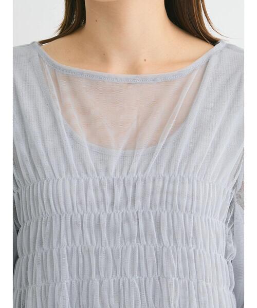 Green Parks(グリーンパークス)の「チュールシャーリングチュニック(チュニック・レディース・グレー/ホワイト系その他2/ブラック・FREE)」の5枚目の写真