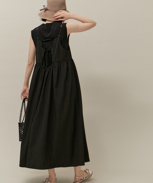 ROPE' PICNIC(ロペピクニック)の「バッグオープンキャミワンピース/リンクコーデ(ワンピース・レディース・ブラック/キナリ・38)」の10枚目の写真