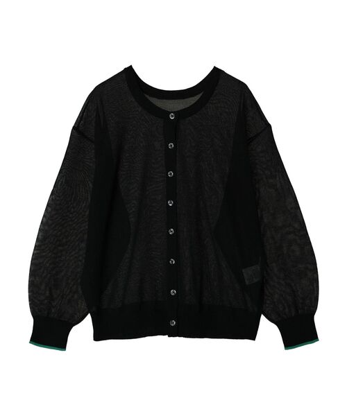 ✨美品✨ BALENCIAGA コーティング カーディガン 光沢 ブラック 伸縮