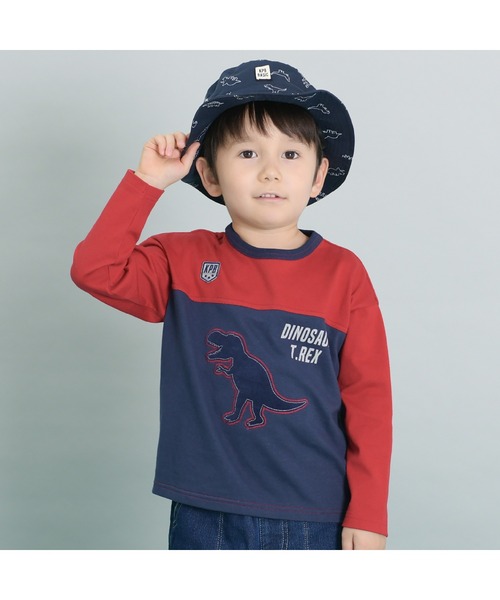KP DECO(ケーピーデコ)の「恐竜柄の日よけ付き帽子(S~L)(ハット・キッズ・ベージュ/ネイビー・SMALL/LARGE/MEDIUM)」の5枚目の写真