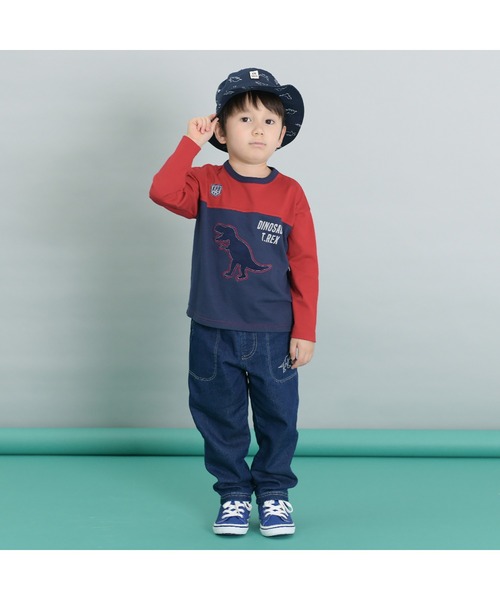 KP DECO(ケーピーデコ)の「恐竜柄の日よけ付き帽子(S~L)(ハット・キッズ・ベージュ/ネイビー・SMALL/LARGE/MEDIUM)」の6枚目の写真