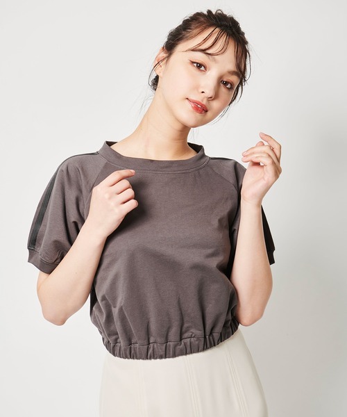 31 Sons de mode（トランテアン　ソン　ドゥ　モード）の「ライン入りクロップドスウェット（スウェット・レディース・ラベンダー/ベージュ/チャコールグレー・フリー）」の5枚目の写真