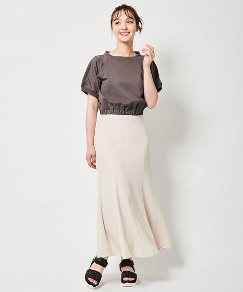 31 Sons de mode（トランテアン　ソン　ドゥ　モード）の「ライン入りクロップドスウェット（スウェット・レディース・ラベンダー/ベージュ/チャコールグレー・フリー）」の9枚目の写真