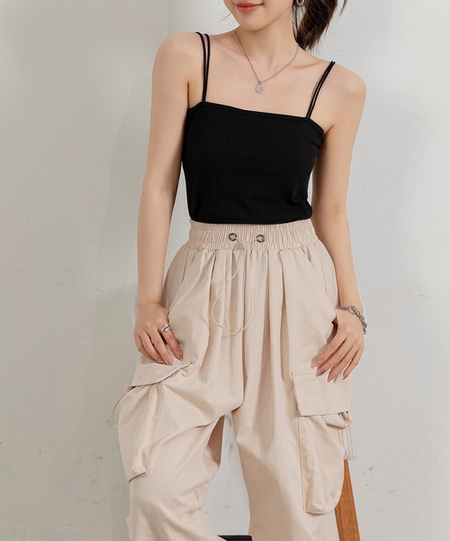 DAY CLOSET(デイ クローゼット)の「レディース ダブルストラップリブキャミソール(キャミソール・レディース・ブラック/ホワイト×ブルー/ホワイト×ブラック/ピンク系その他・FREE)」の17枚目の写真