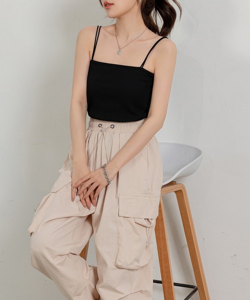 DAY CLOSET(デイ クローゼット)の「レディース ダブルストラップリブキャミソール(キャミソール・レディース・ブラック/ホワイト×ブルー/ホワイト×ブラック/ピンク系その他・FREE)」の18枚目の写真