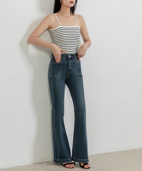DAY CLOSET(デイ クローゼット)の「レディース ダブルストラップリブキャミソール(キャミソール・レディース・ブラック/ホワイト×ブルー/ホワイト×ブラック/ピンク系その他・FREE)」の13枚目の写真