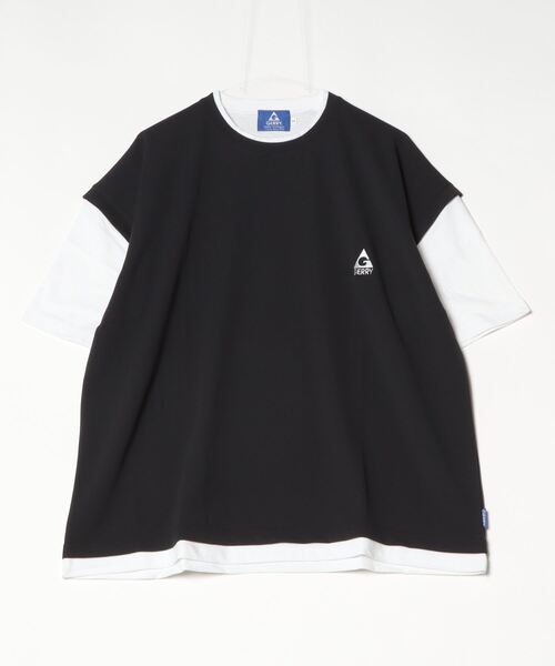 GERRY（ジェリー）の「GERRY ワンポイント刺繍 ベスト フェイクレイヤード 半袖 Tシャツ（Tシャツ/カットソー・メンズ・ブラック/ベージュ・L/M/LL）」の2枚目の写真