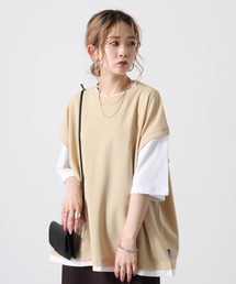 GERRY ワンポイント刺繍 ベスト フェイクレイヤード 半袖 Tシャツ
