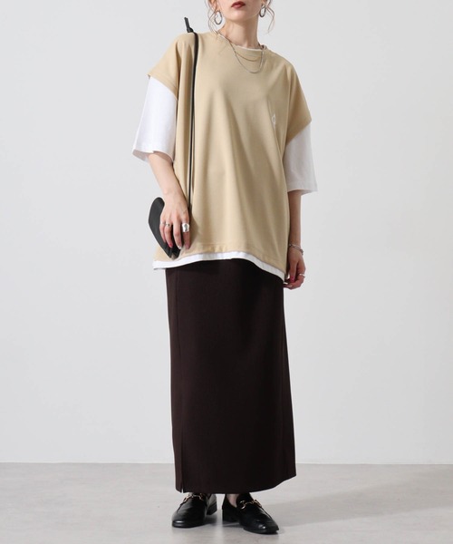 GERRY（ジェリー）の「GERRY ワンポイント刺繍 ベスト フェイクレイヤード 半袖 Tシャツ（Tシャツ/カットソー・メンズ・ブラック/ベージュ・L/M/LL）」の11枚目の写真