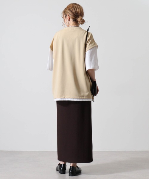 GERRY（ジェリー）の「GERRY ワンポイント刺繍 ベスト フェイクレイヤード 半袖 Tシャツ（Tシャツ/カットソー・メンズ・ブラック/ベージュ・L/M/LL）」の12枚目の写真