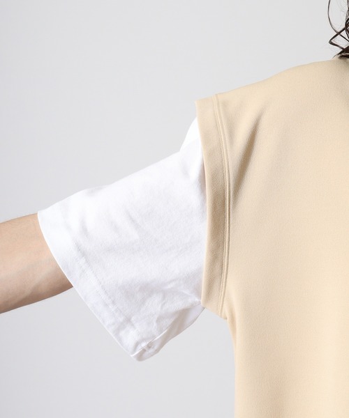 GERRY（ジェリー）の「GERRY ワンポイント刺繍 ベスト フェイクレイヤード 半袖 Tシャツ（Tシャツ/カットソー・メンズ・ブラック/ベージュ・L/M/LL）」の20枚目の写真
